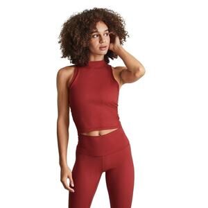 Everlane Perform Mockneck Tank XS Red Apple Cropped NWT